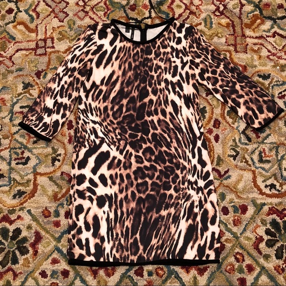 MNG Mango Leopard Print Shift Dress Size 2 - Picture 2 of 5